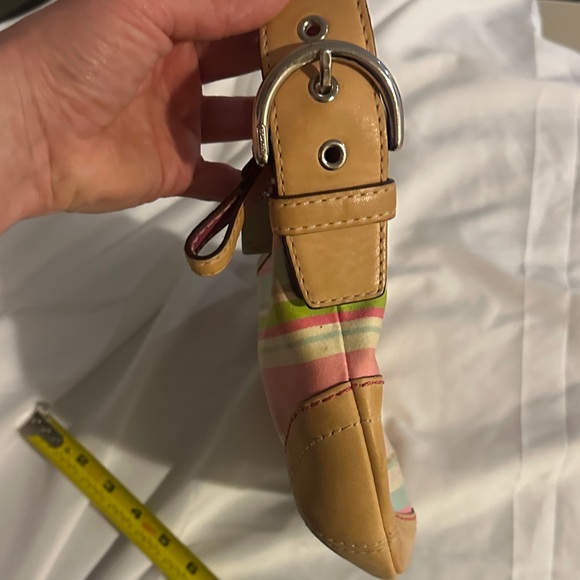 Striped Pink and Tan Women's Coach Bag - Picture 9 of 12